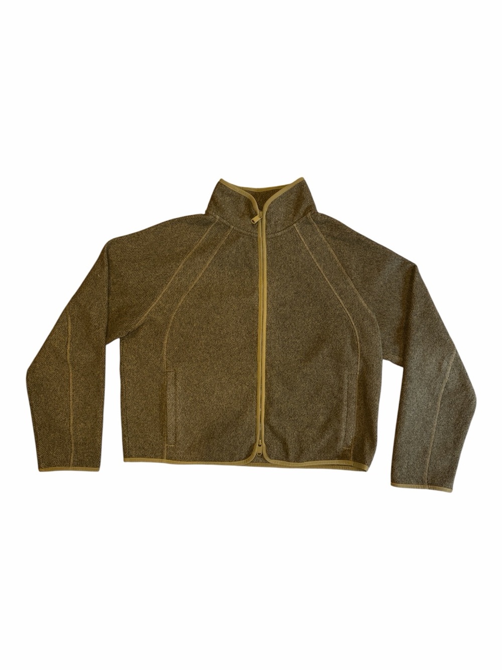 Athleta Olive and Yellow Zip-Front Fleece Jacket - Picture 3 of 10